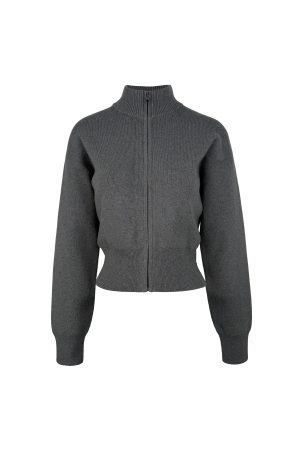 Minimalist Stand Collar Waist-Defining Long Sleeve Cardigan Jacket - Chic Layering Piece for Effortless Style