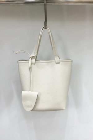 Minimalist Versatile Bucket Bag in Lychee Texture - Small Dirty Cabinet Niche Shoulder Crossbody Handbag for Everyday Use