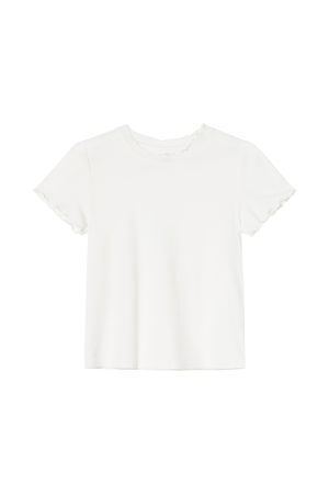 Minimalist Wave Edge Short Sleeve T-shirt for Women - Summer 2025 Solid Color Loose Fit Unique Top
