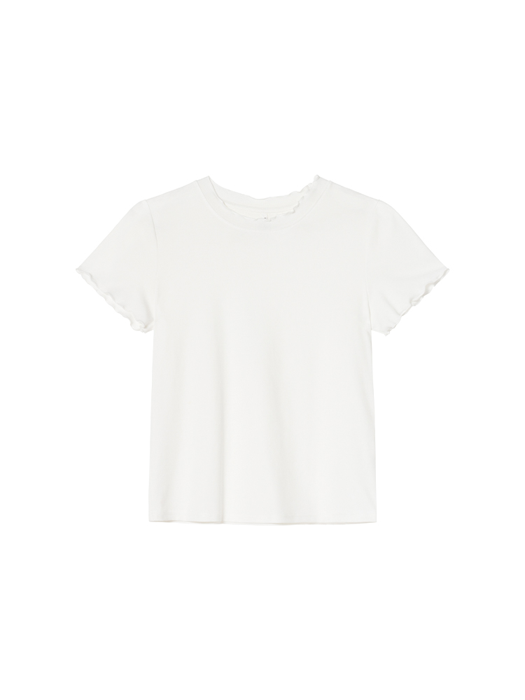 Minimalist Wave Edge Short Sleeve T-shirt for Women - Summer 2025 Solid Color Loose Fit Unique Top Minimalist Wave Edge Short Sleeve T-shirt for Women - Summer 2025 Solid Color Loose Fit Unique Top