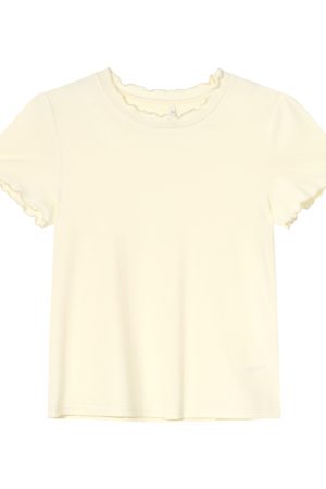 Minimalist Wave Edge Short Sleeve T-shirt for Women - Summer 2025 Solid Color Loose Fit Unique Top