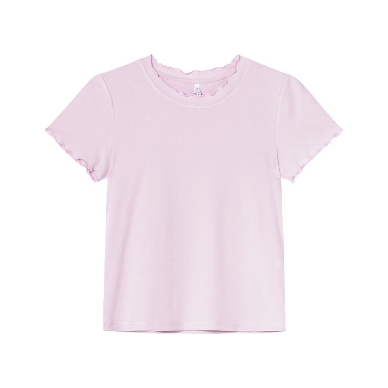 Minimalist Wave Edge Short Sleeve T-shirt for Women - Summer 2025 Solid Color Loose Fit Unique Top Minimalist Wave Edge Short Sleeve T-shirt for Women - Summer 2025 Solid Color Loose Fit Unique Top