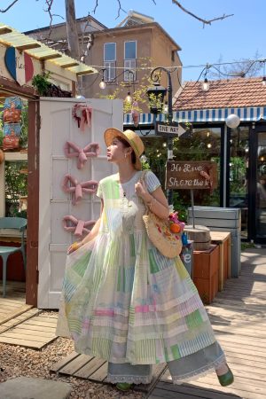Mint Candy Retro Tencel Linen Vest Dress for Women - Summer Loose A-Line Long Skirt in Vintage Style