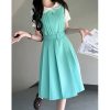 Mint Green Women's Suspender Dress - Pudding Bear Original JK Uniform, Waist-Defining Slimming Design, Sweet College Style Fashion