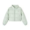 Mint Sea Salt Green Stand Collar Short Loose Versatile Puffer Jacket for Autumn Winter Fashion