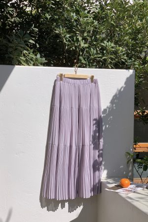 Misty Purple Plus Size Mid-Length Loose Draped Skirt - Flowing White Umbrella Design for Effortless Style