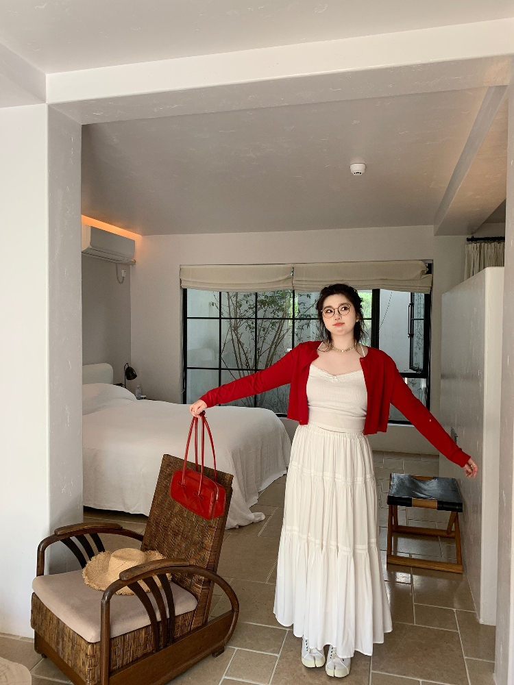 Misty Purple Plus Size Mid-Length Loose Draped Skirt - Flowing White Umbrella Design for Effortless Style Misty Purple Plus Size Mid-Length Loose Draped Skirt - Flowing White Umbrella Design for Effortless Style