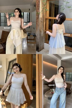 Multi-Version Floral Vest with Vintage Small V-Neck Plus-Size Top for Chubby Figures - Energetic Sweet Style