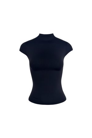 Naked Feel Half High Neck Slim Fit Short Sleeve T-Shirt - High Elastic Base Layer for 90s Y2K Style