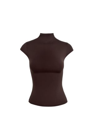 Naked Feel Half High Neck Slim Fit Short Sleeve T-Shirt - High Elastic Base Layer for 90s Y2K Style