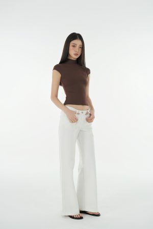 Naked Feel Half High Neck Slim Fit Short Sleeve T-Shirt - High Elastic Base Layer for 90s Y2K Style