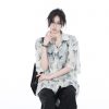National Style Butterfly Embroidery Short Sleeve Shirt for Women, Loose Thin Summer Top, Design-Sensitive Fashion, Boho Chic