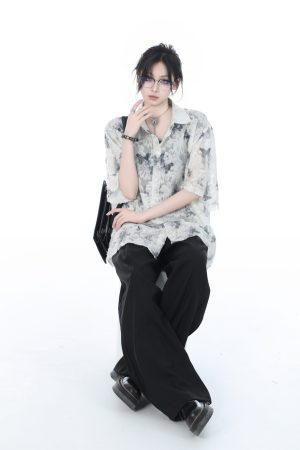 National Style Butterfly Embroidery Short Sleeve Shirt for Women, Loose Thin Summer Top, Design-Sensitive Fashion, Boho Chic