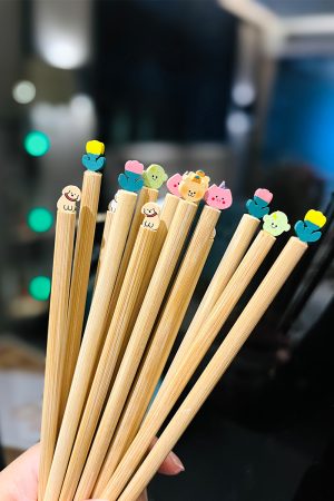 Natural Bamboo Tulip Chopsticks for One, Unpainted Non-Slip Design, Eco-Friendly Chinese Tableware, Anti-Mold Kitchen Utensils