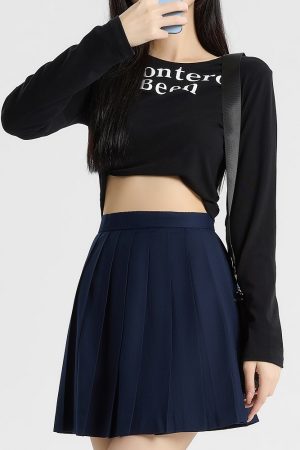 Navy Blue and Gray Pleated JK Skirt for Women - Solid Color Short Skirt, Perfect for Spring and Summer Fashion