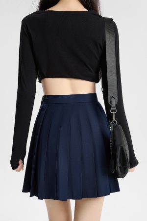 Navy Blue and Gray Pleated JK Skirt for Women - Solid Color Short Skirt, Perfect for Spring and Summer Fashion