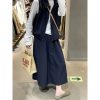 Navy Blue Plus Size A-Line Long Skirt for Women - Slimming, Tummy-Covering Summer Style, 2025 Trendy Fashion
