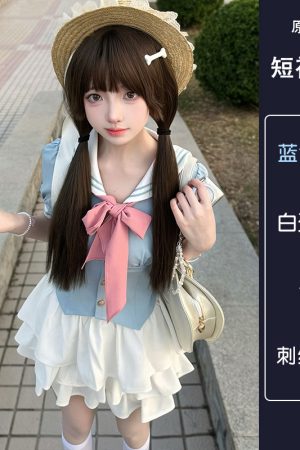 Navy Collar Pudding Bear JK Uniform Sailor Suit Set with Cake Skirt - Slimming College Style Outfit for 90s and Y2K Fashion Lovers