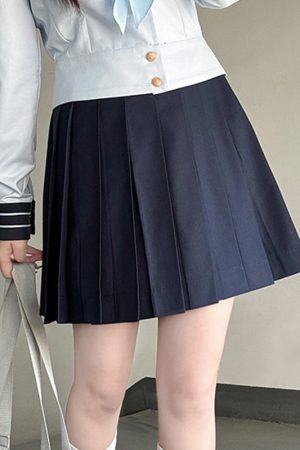 Navy Collar Sailor Suit Set - Japanese JK Uniform with Pudding Bear Design - Cute School Style Outfit for Y2K Fashion Lovers