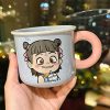 Nezha Magic Child Ceramic Mug with Lid - Cute Girls Coffee Cup for Birthdays, Perfect Gift for 2025