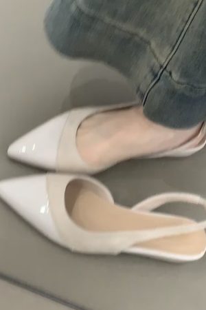 Nude Color Sheepskin Wedge Sandals for Women - Pointed Toe, Backless, Open Toe, French Gentle Style, Commuting Footwear