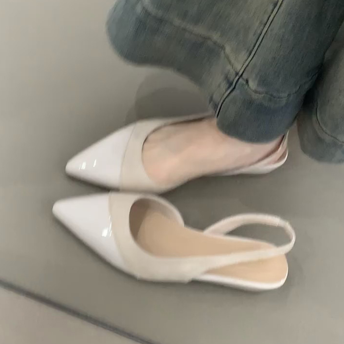 Nude Color Sheepskin Wedge Sandals for Women - Pointed Toe, Backless, Open Toe, French Gentle Style, Commuting Footwear Nude Color Sheepskin Wedge Sandals for Women - Pointed Toe, Backless, Open Toe, French Gentle Style, Commuting Footwear