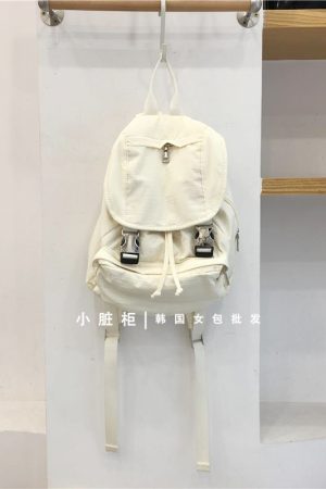 Nylon Buckle Handheld Backpack - Simple Travel Student Bag - Spring Summer 2023 Korean Style Dongdaemun Fashion