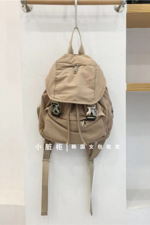 Nylon Buckle Handheld Backpack - Simple Travel Student Bag - Spring Summer 2023 Korean Style Dongdaemun Fashion