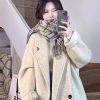 Oatmeal Cashmere Coat for Women, Mid-Length 2024 Winter Korean Style High-End Down Jacket with Thick Inner Lining Outerwear
