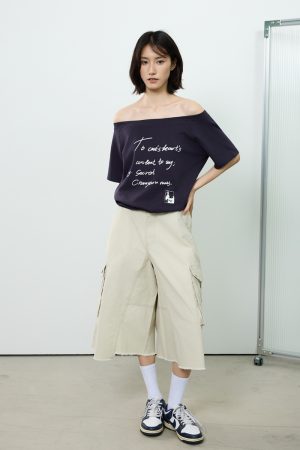 Off-Shoulder Letter Print Short Sleeve T-Shirt for Women - Casual Loose Slim Summer Top, American Street Style