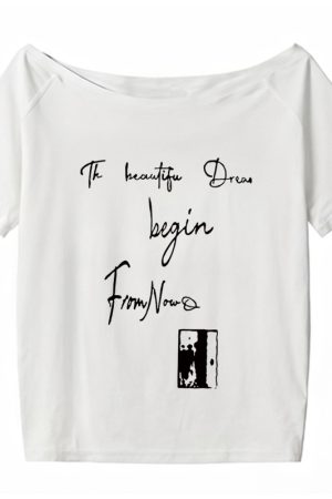 Off-Shoulder Letter Print T-Shirt for Women - Casual Loose Fit Summer Top, American Style, Slimming One-Shoulder Design