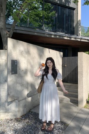 Off-Shoulder Little White Dress with Pleats, Embroidery, and Polka Dots â€“ South France Holiday Style