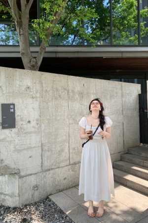 Off-Shoulder Little White Dress with Pleats, Embroidery, and Polka Dots â€“ South France Holiday Style