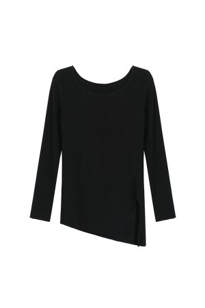 Off-Shoulder Long Sleeve T-Shirt for Women - Slimming Autumn Design, Low Neck Sexy Top, Trendy Y2K Style