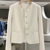 Off-White French Style Elegant Short Coat for Women - High-End Korean Design, Simple Spring Autumn Fashion 2025