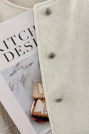 Off-White French Style Elegant Short Coat for Women - High-End Korean Design, Simple Spring Autumn Fashion 2025