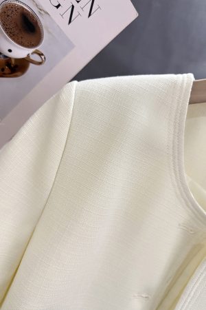 Off-White Korean-Style Street Fashion Thin Jacket for Women - 2025 Summer Sweet Youthful Goddess Short Top