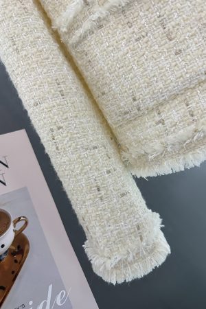 Off-White Lightweight Luxury Short Jacket for Women, Stylish Tassel Design for Autumn and Winter 2024, Elegant Layering Piece