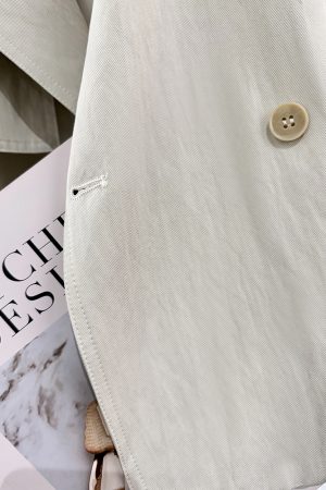 Off-White Short Trench Coat for Women - British Style, Spring 2025, Chic French Youthful Design for Autumn Fashion