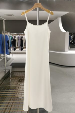 Off-White Versatile Camisole Dress - Women's Summer 2025 Long Drape Dress for Layering, Perfect for Y2K and Casual Chic Styles