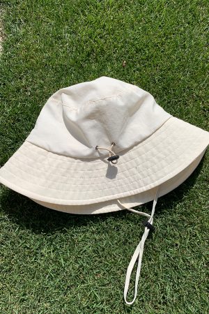 Off-White Women's Summer Quick-Dry Breathable Fisherman Hat with Drawstring for Sun Protection - Lightweight Thin Style