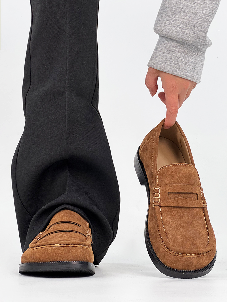 Old Money Retro Loafers for Men - Brown Suede Slip-On Dress Shoes, Easy Commuter Casual Footwear, Classic Vintage Style Old Money Retro Loafers for Men - Brown Suede Slip-On Dress Shoes, Easy Commuter Casual Footwear, Classic Vintage Style