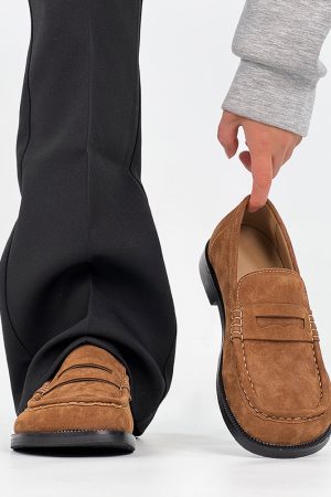 Old Money Retro Loafers for Men - Brown Suede Slip-On Dress Shoes, Easy Commuter Casual Footwear, Classic Vintage Style