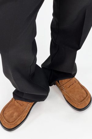 Old Money Retro Loafers for Men - Brown Suede Slip-On Dress Shoes, Easy Commuter Casual Footwear, Classic Vintage Style