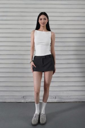 One-Shoulder Minimalist Fitted Sports Tank Top - French Style Thin Strap Base Layer for Activewear