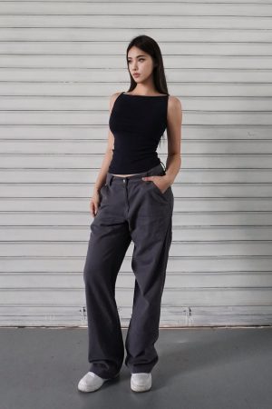 One-Shoulder Minimalist Fitted Sports Tank Top - French Style Thin Strap Base Layer for Activewear