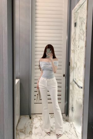 One-Shoulder Slim Fit T-shirt in Pure Desire Style - Sexy 90s-Inspired Top for Trendy Fashion Lovers