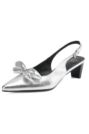 Open-Back High Heel Sandals for Women - French Pointed Toe Genuine Leather with Stunning Bow Detail