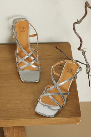 Open-Toe Chunky Strap Roman Sandals for Women - Gold and Silver Hollow Design - Summer 2024 Fashion