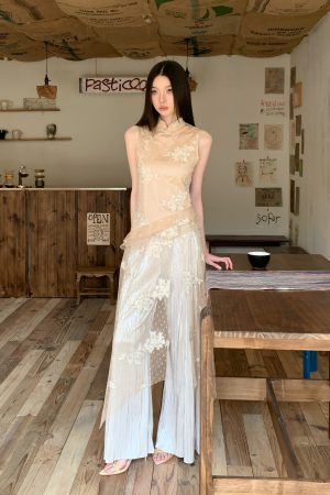 Oriental Romance Qipao Dress - Summer 2025 New Chinese Style Fairy Split Irregular Design, Perfect for Y2K and 90s Fashion Lovers